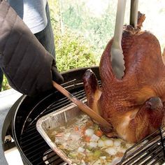 Grill Skills - Smoking a Whole Turkey | Weber.com Turkey Roast, Cook A Turkey, Weber Grills, Bbq Turkey, Grill Ideas, Bbq Grill Smoker, Leftover Recipes, Weber Bbq, Outdoor Grilling