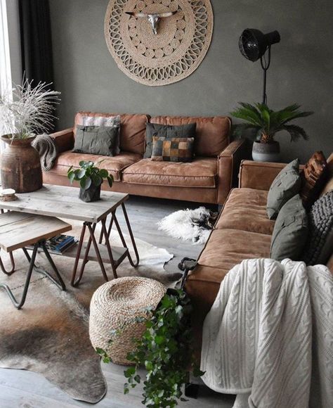 Ideas for Wall Colors that Go with Brown Furniture | The Inside Living Room Decor Rustic, Trendy Living Rooms, Brown Living Room, Rustic Living Room, Living Room Decor Apartment, Design Living Room, Boho Living Room, Living Room Inspo, New Living Room