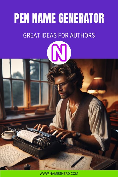 This pen name generator will assist any writer in creating a nom de plume for their books, stories, or online persona. Pen Name Ideas For Writers, Pen Names For Writers, Pen Name Ideas, Pen Name Generator, Last Name Generator, Character Name Generator, Daniel Handler, Fantasy Writer, George Eliot