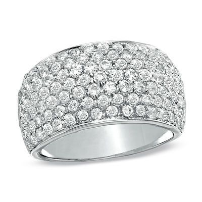 2.00 CT. T.W. Diamond Multi-Row Band in 10K White Gold Wide Diamond Bands, Peoples Jewellers, Local Jewelry, White Gold Band, Anniversary Bands, Diamond Stone, 10k Gold, Diamond Bands, Gold Bands