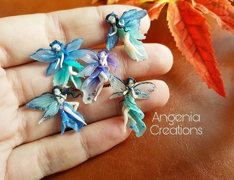 miniature polymer clay fairy Fairy Garden Polymer Clay, Trinket Trading, Clay Turtles, Clay Dollhouse, Fimo Diy, Polymer Clay Cane Tutorial, Doll House People, Polymer Clay Fairy, Polymer Clay Dragon