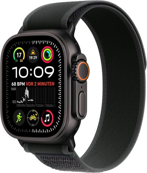 Apple Watch Ultra 2 (GPS + Cellular 49mm) Smart Watch, Sport Watch with Titanium Case in Black and Trail Loop in Black (M/L) Fitness Tracker, Precise GPS, Extra Long Battery Life : Amazon.de: Electronics & Photo Black Apple Watch, Adventure Watches, Apple Smartwatch, Digital Crown, Apple Iphone Accessories, Smart Watch Apple, Printer Ink Cartridges, Black Apple, Apple Watches