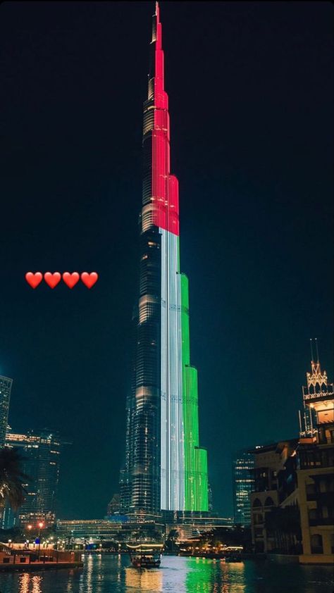 Uae National Day Aesthetic, Uae Background, Uae Flag Aesthetic, Emirates Flag, Islamic Journal, Qatar Flag, Uae Flag, Dubai Video, Dubai Architecture