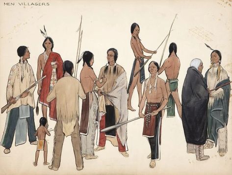 Renie Conley | ''Men Villagers'', group of Native American figures | MutualArt Pueblo Native Americans, Native American Peoples, Paper Board, Powerful Images, Random Art, Pow Wow, Watercolor Canvas, Watercolor On Paper, American People