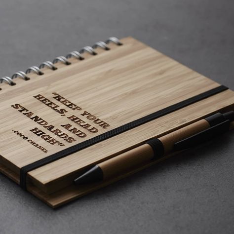 Quote Notebook, Unique Notebook, Wooden Notebooks, Bamboo Pen, Wooden Ruler, Notebook Set, Baby Keepsakes, Stationary Gifts, Personalized Quotes