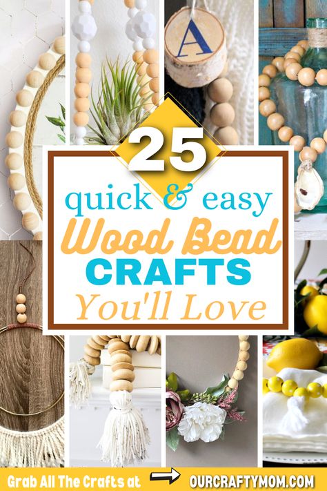 Ideas For Wooden Beads, Wooden Beads Crafts Diy, Wood Bead Diy Ideas, Diy With Beads Decor, Things To Make With Wooden Beads, Wood Bead Ideas, Wood Bead Projects Diy, Crafts With Wood Beads, What To Make With Wooden Beads