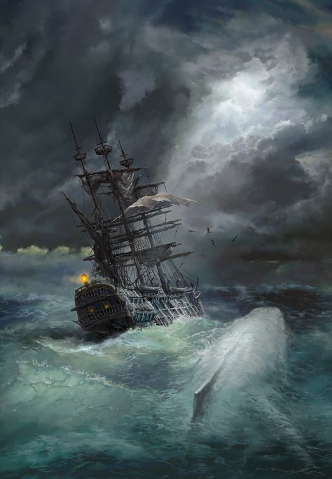 Pirate Ship Art, Navi A Vela, Old Sailing Ships, Maritime Art, Pirate Art, Ghost Ship, Ship Paintings, A Whale, A Ship