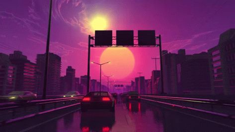 Loop Gif, Wallpaper Engine, New Retro Wave, Wallpaper Laptop, Wallpaper Animes, Retro Waves, Aesthetic Gif, Anime Scenery Wallpaper, Laptop Wallpaper