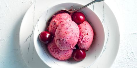 No-churn cherry gelato couldn't be easier to make. The flavor of fresh cherries, vanilla and lemon zest stand out in this summer treat. Cherry Ice Cream Recipe, Cherry Gelato, Tasty Ice Cream, Gelato Recipe, Cherry Ice Cream, Easy Ice Cream, Sorbet Recipes, Cold Desserts, Frozen Cherries