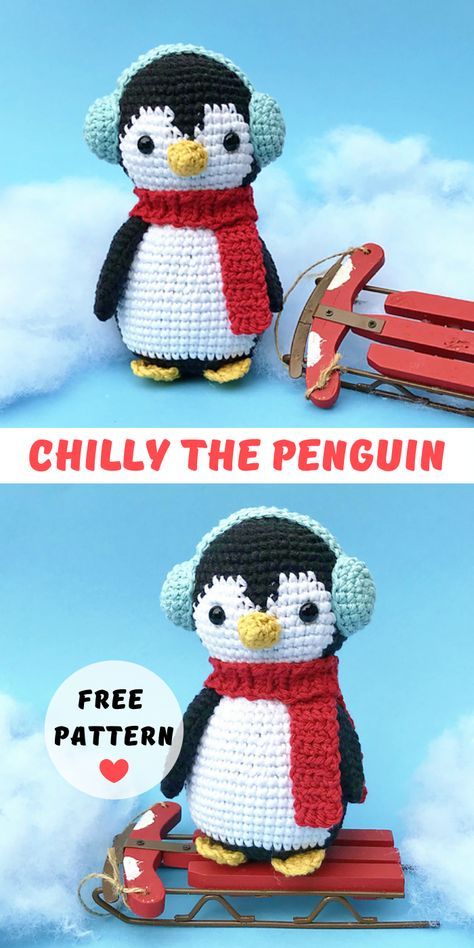 The free amigurumi crochet pattern I’m sharing with you here today is little Chilly the Penguin. Chilly would make a perfect stocking stuffer or new friend for someone to cuddle. I hope you enjoy it! Penguin Crochet, Crochet Bird Patterns, Crochet Penguin, Crochet Toys Free, Penguin Pattern, Animal Crochet, Pola Amigurumi, Crochet Baby Toys, Crochet Animals Free Patterns