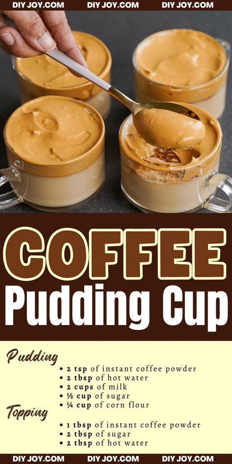 5-Ingredient Coffee Pudding Cup Recipe Edible Coffee Cup Recipe, Tiramisu Pudding Cups, Pudding Desserts In A Cup, Coffee Trifle, Hot Chocolate Pudding Recipe, Coffee Pudding Recipe, Desert Cups Ideas, Custard Pudding Recipe, Chocolate Custard Recipe