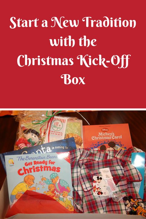 With the holidays coming start a new tradition with the Christmas kick-off box. Filled with fun items to enjoy all throughout the Christmas season. Christmas Adventure Box Ideas, Christmas Kick Off Ideas, December 1st Box Ideas, Night Before Christmas Box, Christmas Presents For Kids, Christmas Boxes, Christmas Tradition, Christmas Activities For Kids, December 1st