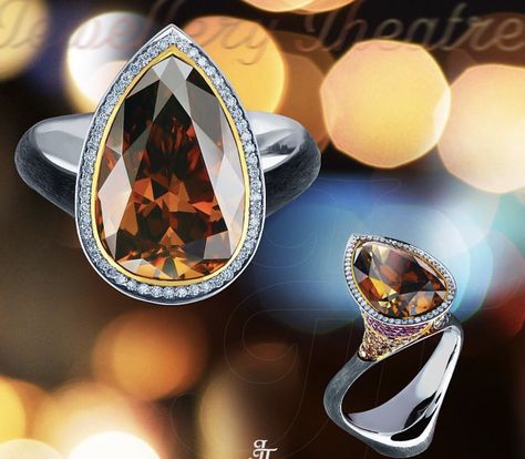 Glitter Rocks, Rare Diamond, Pear Shaped Ring, Cognac Diamonds, Yee Haw, Exclusive Jewelry, Orange Brown, Blue And Yellow, Class Ring