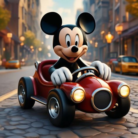 Car Cartoon Drawing, Mouse Drawings, Angelic Art, Mickey Mouse Car, Minnie Mouse Images, Bee Pictures, Minnie Mouse Pictures, Mickey Mouse Pictures, Disney Cartoon Characters