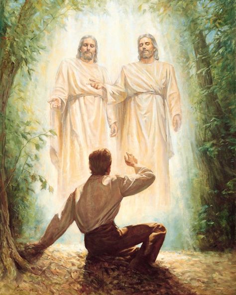 FHE Lesson on Joseph Smith - The First Vision | LDS Daily First Vision Lds, James 1 5, Christian Background Images, Jesus Son Of God, Jesus Background, Sacred Groves, Fhe Lessons, Lds General Conference, Church Pictures