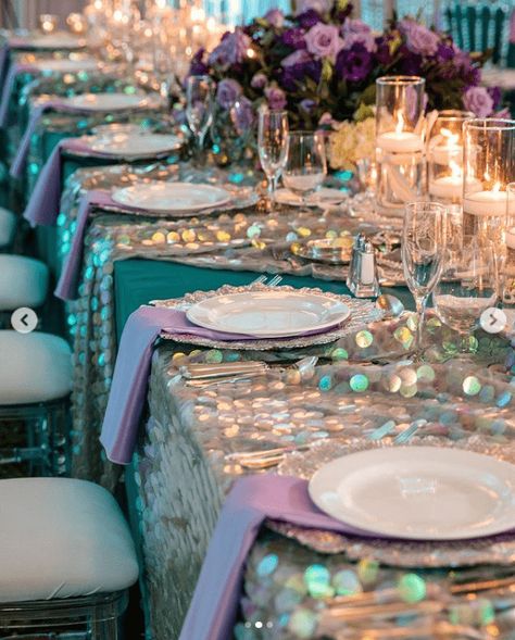 Mermaid Theme Wedding, Little Mermaid Wedding, Ariel Wedding, Beach Wedding Decorations Reception, Sea Wedding, Quinceanera Themes, Disney Fairy Tale Weddings, Disney Fairy, Mermaid Beach