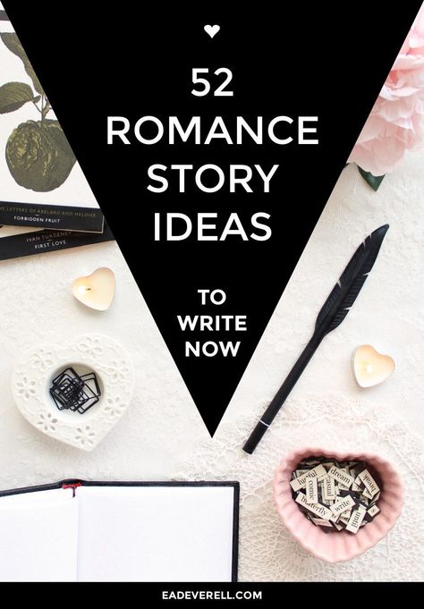 Romance story ideas - prompts for writing romance plots or subplots Love Story Plots, Love Triangle Writing Prompts, Romance Book Ideas, Romance Plots, Romance Story Ideas, Love Story Ideas, Romance Writing, Elementary Writing Prompts, Writing Prompts Poetry