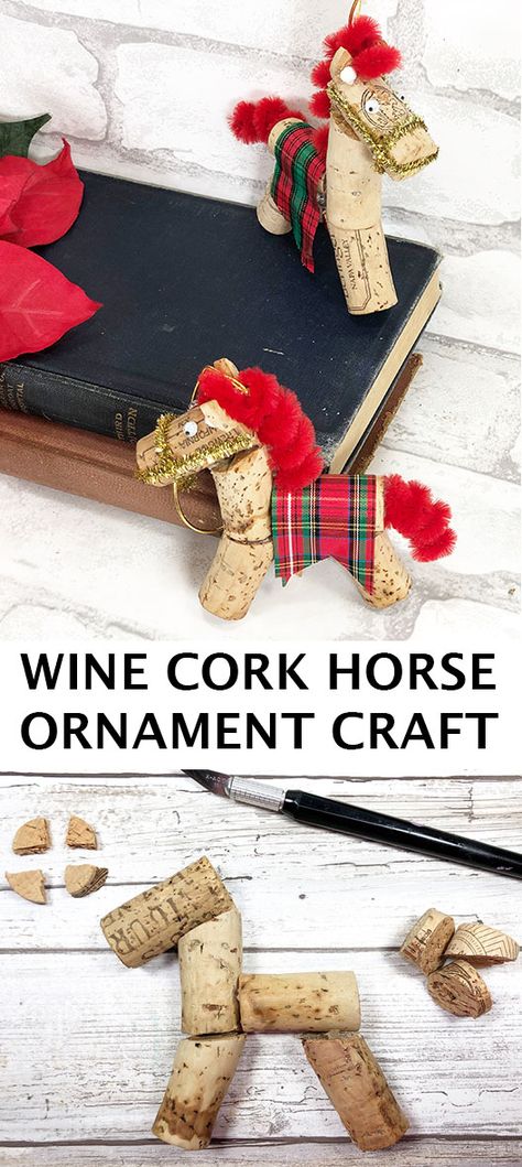 horse-ornaments-pnn Cork Horse Ornament, Horse Christmas Decorations Diy, Horse Crafts For Adults, Christmas Horse Crafts, Diy Horse Christmas Ornaments, Diy Horse Ornaments Ideas, Horse Themed Crafts, Easy Horse Crafts, Horse Camp Crafts