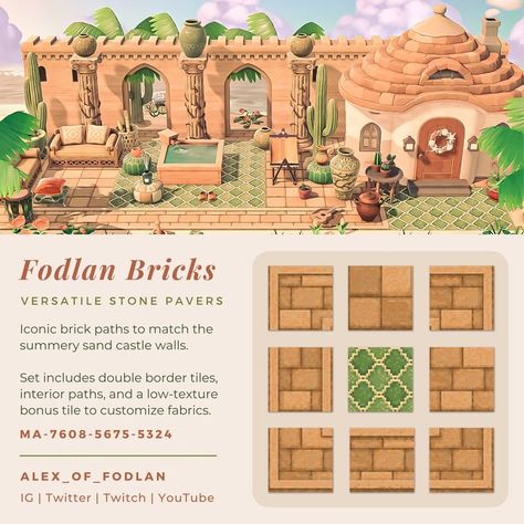 Alex Of Fodlan, Castle Parts, Nintendo Switch Animal Crossing, Motif Acnl, Paver Designs, Brick Path, Desert Design, Path Design, Border Tiles