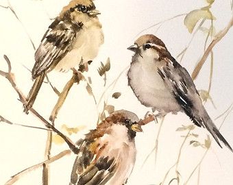 Sparrow Watercolor, Sparrow Painting, Sparrow Art, Bird Painting Acrylic, Watercolor Art Face, Bird Watercolor Paintings, Animal Illustration Art, Asian Painting, Art Hobbies