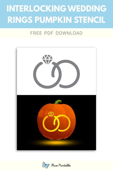 Wedding Pumpkins Carving, Ring Pumpkin Carving Ideas, Engagement Pumpkin Carving, Wedding Pumpkin Carving, Stencil For Pumpkin Carving, Interlocking Wedding Rings, Halloween Pumpkins Carvings Designs, Printable Pumpkin Stencils, Pumpkin Stencils Free