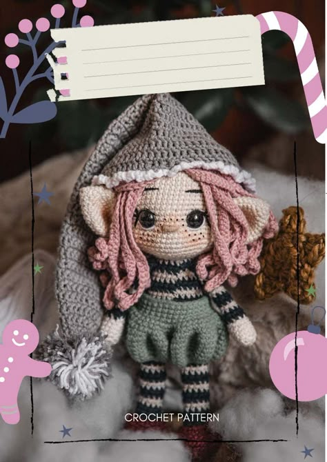 Indis The Little Elf: Design by Dani Diro | PDF | Crochet | Surgical Suture Spool Knitting, Crochet Penguin, Crochet Animals Free Patterns, Elf Doll, Gnome Patterns, Crochet World, Christmas Crochet Patterns, Stitch Marker, How To Start Knitting