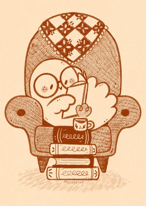 A digital illustration of a ghost sitting in a big comfy chair reading a book. In front of the chair is a stack of books with a tea cup sitting on top. On top of the chair lays a stitched quilted blanket. The illustration is done with cross hatching and textured pencil Ghost Sitting, Write An Ebook, Leona League Of Legends, Big Comfy Chair, Cottage Core Art, Art Ghost, Tea Illustration, Fall Drawings, Business Ebook