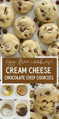 Cream Cheese Cookies No Egg, No Milk Cookies Recipes, Cookies With No Eggs Recipe, Easy Egg Free Desserts, No Egg Cookies Recipes, One Egg Cookie Recipe, No Egg Baking Recipes, No Egg Baking, Puffy Chocolate Chip Cookies