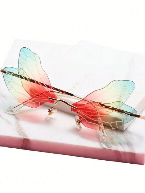 New Rimless Dragonfly Shaped Sunglasses, Gradient Lens Novelty Unisex High-End Trendy Photography PropsI discovered amazing products on SHEIN.com, come check them out! Trendy Photography, Festival 2024, Shaped Sunglasses, Photography Props, Amazing Products, Festival, Sunglasses, Photography