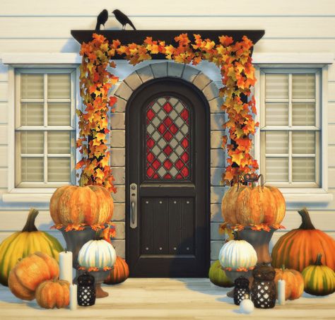 Sims 4 CC's - The Best: Autumn Entrance by Moony Cat Ts4 Halloween Cc, Halloween Cc Sims 4, Sims 4 Halloween Costumes, Decor Sims 4 Cc, Sims 4 Cc Halloween, Sims 4 Halloween Cc, Sims Halloween, Sims 4 Halloween, 4 Witches