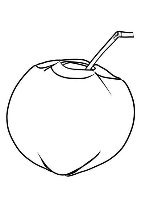 Coconut Tattoo Minimalist, Coconut Drawing, Floral Outlines, Monster Coloring Pages, Fruit Coloring Pages, Outline Images, Kid Coloring Page, Air Kelapa, Classroom Activity