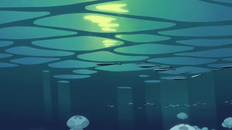 Underwater Animation, Ghibli Gif, Water Animation, Water Gif, Light Animation, Animation Drawing Sketches, Bg Design, Wallpaper Collage, Animation Tutorial