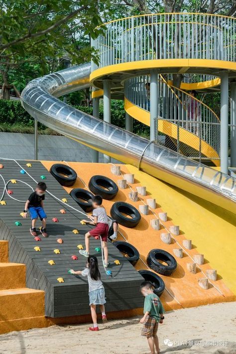 Playgrounds Architecture, Public Playground, Urban Playground, Urban Heat Island, Children Park, Playground Design, Landscape Architecture Design, Children Playing, Climbing Wall