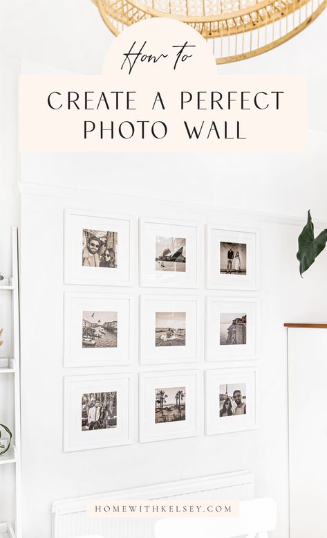 How to create a stunning Photo Gallery Wall + FREE Lightroom Presets Personal Photo Gallery Wall, White Gallery Wall Frames, How To Choose Photos For Gallery Wall, 8x8 Picture Wall, 6 Photo Gallery Wall, 5x7 Photo Wall, Minimalist Photo Wall, Gallery Wall 8x10, Photo Wall Layout