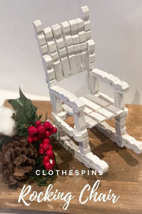 Learn how to easy build rocking Santa's chair out of clothespins. Fun Christmas clothespins craft to make with kids that can also be an ornament Clothespin Crafts Christmas, Diy Rocking Chair, Clothespin Diy Crafts, Clothespins Diy, Wooden Clothespin Crafts, Clothespin Art, Craft To Make, Christmas Clothespins, Wooden Clothespins