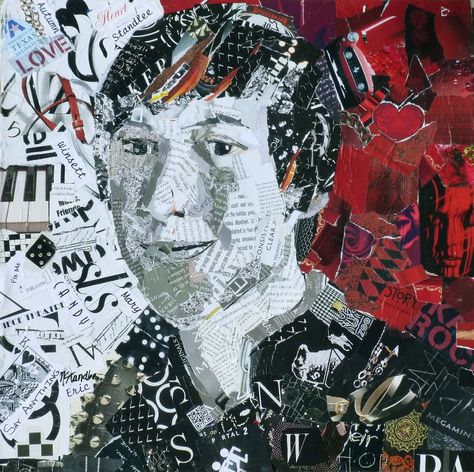 mixed media collages | Art: Matt, a Torn Paper Collage Portrait Painting by Texas Collage ... Texas Collage, Art Deco Photography, Torn Paper Collage, Space Art Projects, Collages Art, Paper Collages, 8th Grade Art, Collage Portrait, Paper Collage Art