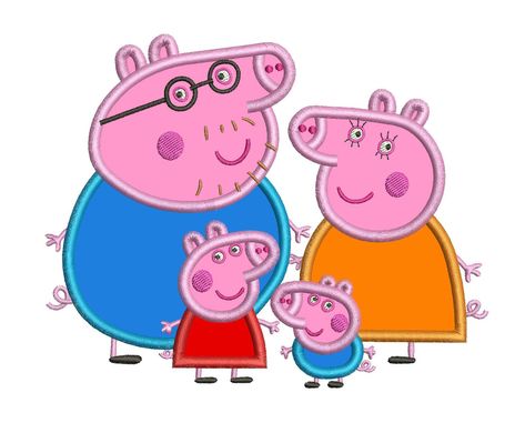 Pig Applique, Pig Embroidery, Peppa Pig Family, Latest Embroidery Designs, Pig Family, Peppa Pig, Applique Designs, Embroidery Pattern, Embroidery Design