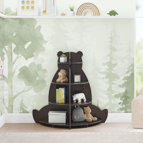 Delta Children Bear Bookcase - Greenguard Gold Certified, Crafted Walnut #kids #books #amazon #baby #amazonfinds #bookcase #babyroom #kidsroom #reading #bears #ad Bear Nursery Theme, Baby Bear Nursery, Childrens Bookcase, Modern Playroom, Teddy Bear Nursery, Cute Storage, Forest Baby, Bear Nursery, Baby Room Inspiration