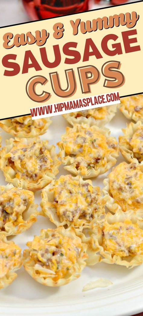 sausage cups on a plate Sausage Cups, Sausage Appetizer Recipes, Sausage Appetizers, Easy Breakfast Casserole Recipes, Cream Cheese Appetizer, Breakfast Quiche Recipes, Breakfast Burritos Recipe, Italian Sausage Recipes, Classic Appetizers