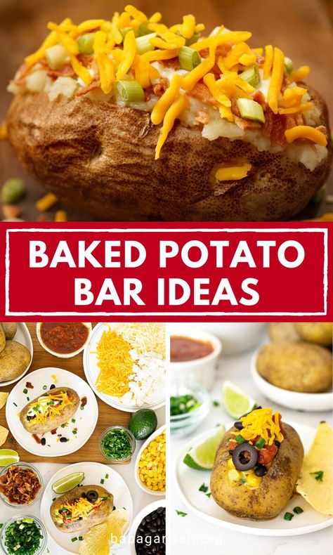 What Goes Good With Baked Potatoes, Halloween Baked Potato Bar, Loaded Baked Potato Bar Toppings, Baked Potatoes For A Large Crowd, Baked Potatoes In The Oven Loaded, Baked Potatoes Toppings Ideas, Baked Potato Bar For A Crowd, Baked Potato Bar Ideas, Baked Potato Topping Ideas