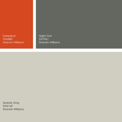 Burnt Orange Doors On Houses, Burnt Orange Exterior Door, Orange Front Door Grey House, Orange Front Door Black House, Burnt Orange Front Door, Orange Front Door, Grey And Orange, Grey House Orange Door, Houses With Orange Doors