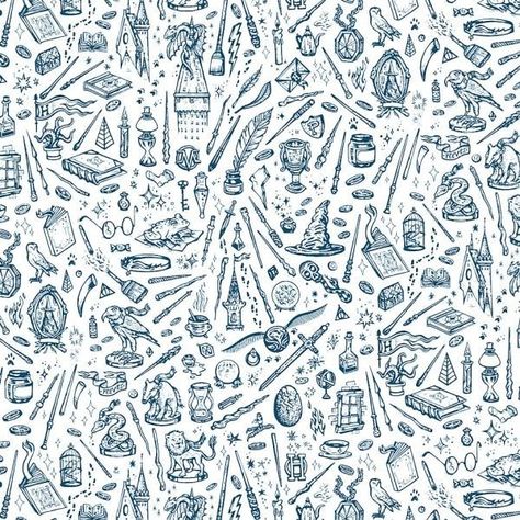 Harry Potter Seamless Pattern, Harry Potter Pattern, Calendar Images, Harry Potter Wallpaper Phone, Harry Potter Universe, Cumpleaños Harry Potter, Harry Potter Background, Potter Art, Iphone Wallpaper Pattern