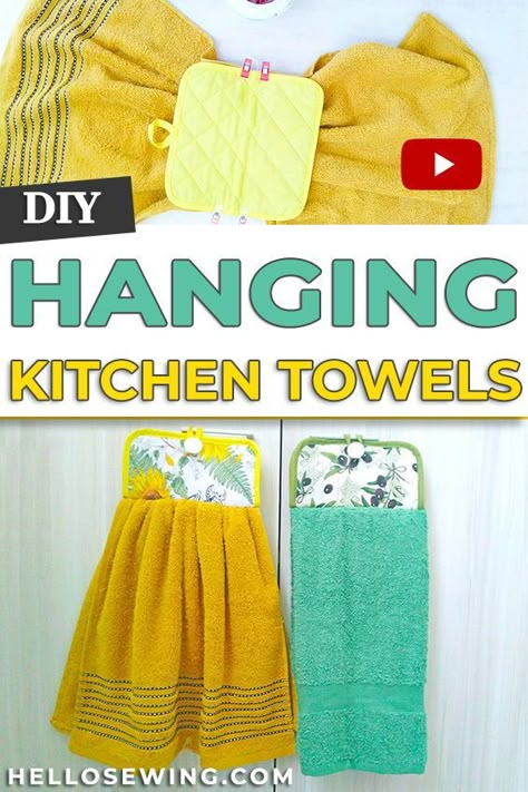 Pot Holders Diy Sewing Dish Towels, Hand Towel With Pot Holder, How To Make A Dish Towel With A Pot Holder, Hanging Potholder Dishtowel, Pot Holder Hand Towel, Potholder Hanging Towel, Hanging Dish Towel With Pot Holder, Dish Towel Pot Holder Diy, Diy Hanging Hand Towels