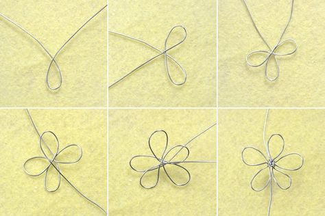 Wire Flower Earrings, 3d Crafts, Jewelry Making Tutorial, Diy Wire Earrings, Wire Jewelry Rings, Wire Craft, Wire Art Sculpture, Wire Trees, Wire Jewelry Tutorial