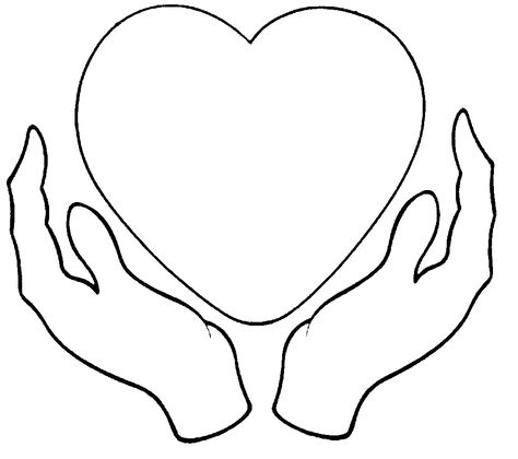 Hands Holding A Heart Drawing, Praying Hands Clipart, Praying Hands Drawing, Hand Holding Something, Hands Holding Heart, Template Drawing, Hands Tutorial, Sunday School Coloring Pages, Hands Drawing