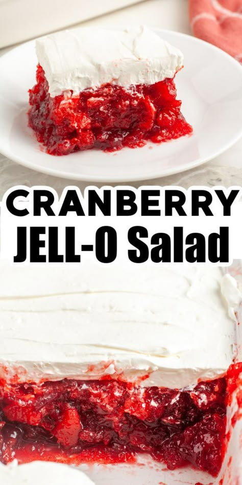 Plate of JELL-O salad. Cranberry Jello Salad Recipe, Jello Salad With Cream Cheese, Cranberry Apple Salad, Raspberry Jello Salad, Gelatin Cake, Dessert Salad Recipes, Cranberry Jello Salad, Cranberry Salad Recipes, Gelatin Salad