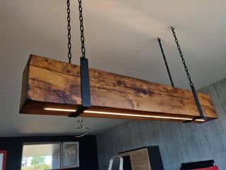 Reclaimed Oak Beam Light : 13 Steps (with Pictures) - Instructables Rectangle Dining Chandelier, Wood Lighting Design, Wooden Beam, Beam Light, Woodworking Inspiration, Wooden Light, Reclaimed Oak, Wooden Beams, Wooden Lamp