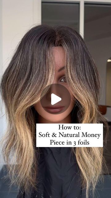 Money Piece Step By Step, Front Piece Balayage, How To Do Ombre Hair, Tiny Money Piece Hair, Money Piece On Curtain Bangs, At Home Money Piece Hair, Natural Money Piece Hair Brunette, Money Piece With Side Part, How To Dye Money Pieces At Home