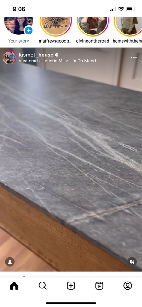 Black Granite Honed Countertops, Galaxy Honed Granite, Galaxy Grey Granite, Galaxy Gray Honed Granite, Soapstone Island Countertop, Galaxy Grey Honed Granite, Contrasting Island Countertop, Dark Grey Granite Countertops, Slate Countertop Kitchen