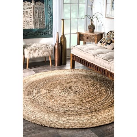 Give your floor space a splash of organic appeal with this stylish - yet versatile - area rug. Hand woven of 100% jute, it features breezy striping in hues of sand, tan and ivory. Set it down in the mudroom along with a weathered wood storage bench and a few iron wall hooks to instantly build a chic entryway ensemble, or try letting it pair with an all-white bedding look in the master suite to give your space a beach-inspired vibe. With natural style, this rug is also perfect for layering; Tr... Mandala Rug, Jute Round Rug, Meditation Mat, Sisal Area Rugs, Colorful Area Rug, Braided Jute Rug, Jute Area Rugs, Artisan Rugs, Natural Fiber Rugs